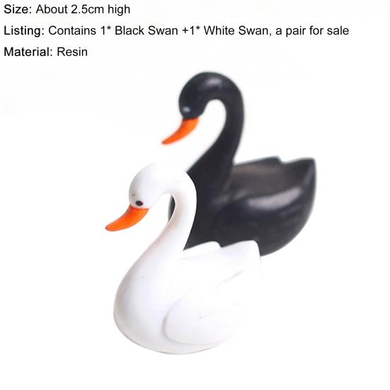 2Pcs Mini Lifelike Swan Simulation Model for DIY Miniature Landscape Garden