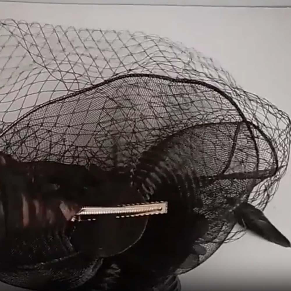 Шляпка-вуаль с бантом Головной убор Перо Невеста Повязка на голову Мода Сетка Шляпка-фасинатор Свадьба