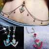 Fashion Heart Rhinestone Crystal Waist Chain Dangle Bar Belly Button Navel Ring Body Piercing Jewelry Gift