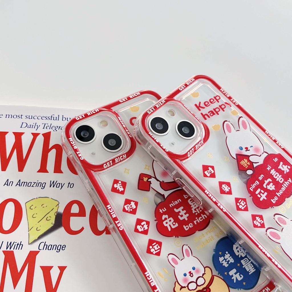 Ins Happy Rabbit Rich Cartoon Bunny силиконовый мягкий чехол для телефона Lucky для Iphone 13 12 11 14 Promax Pro Max задняя крышка Капа