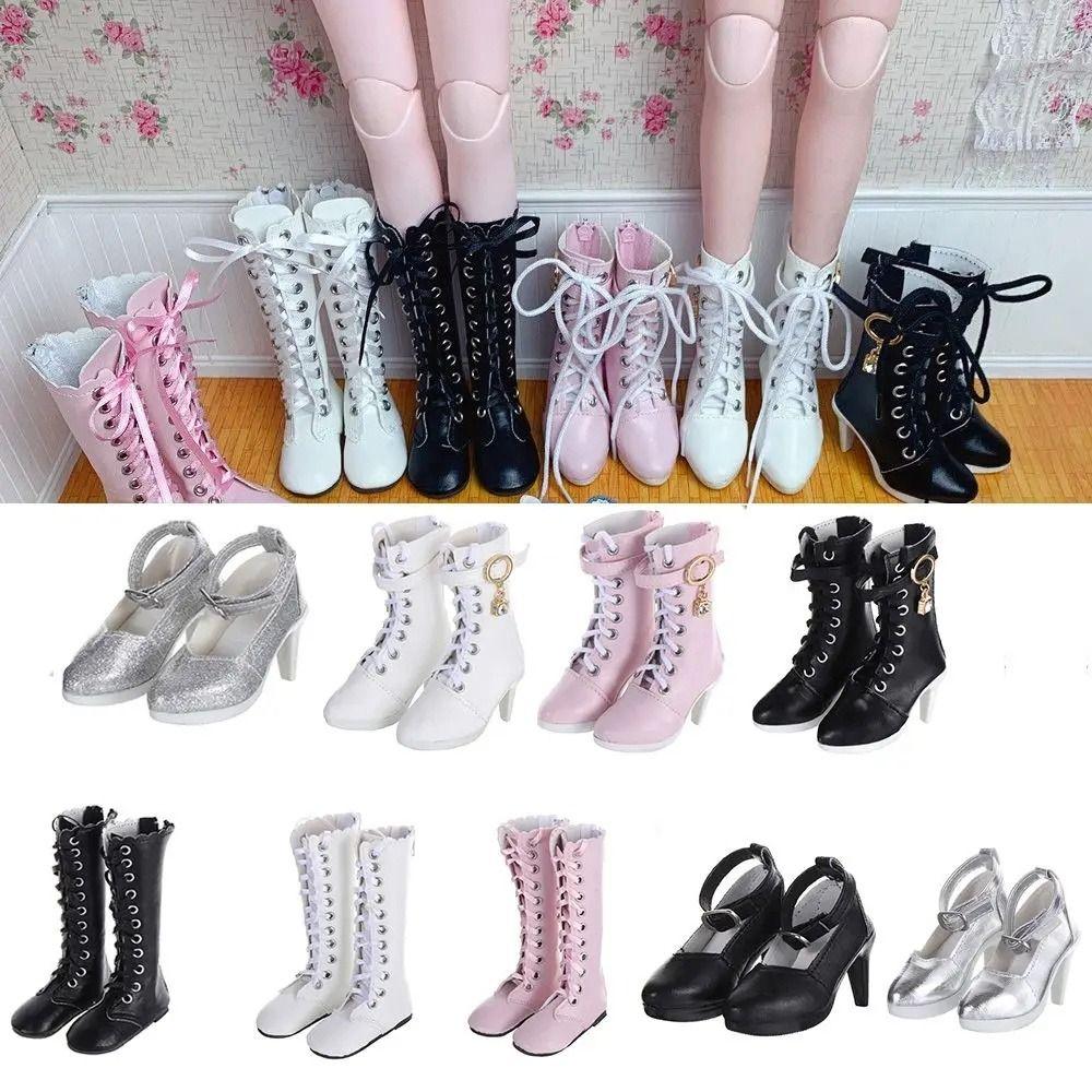 Handmade Dolls Shoes PU Leather Doll High-heeled Shoes Doll High Boots  60cm Dolls