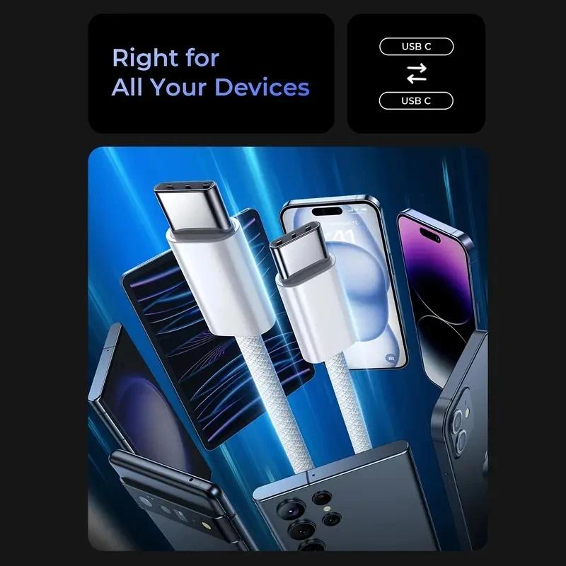 PD 60W USB C кабель для быстрой зарядки для iPhone 15 Pro Max Samsung S24 Ultra Weaving зарядный кабель для передачи данных Аксессуары