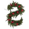 Christmas Garland 6FT Artificial Cedar Pine Garland Realistic Winter Greenery with Red Berries Garland for Christmas Party Xmas Table Mantle Wall Room