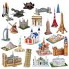 Детские Архитектурные 3D Картонные Пазлы Игрушки В Коробке Эйфелева Башня Бурдж-Халифа Космический Шаттл Динозавр Знаменитая Архитектурная Модель Игрушка