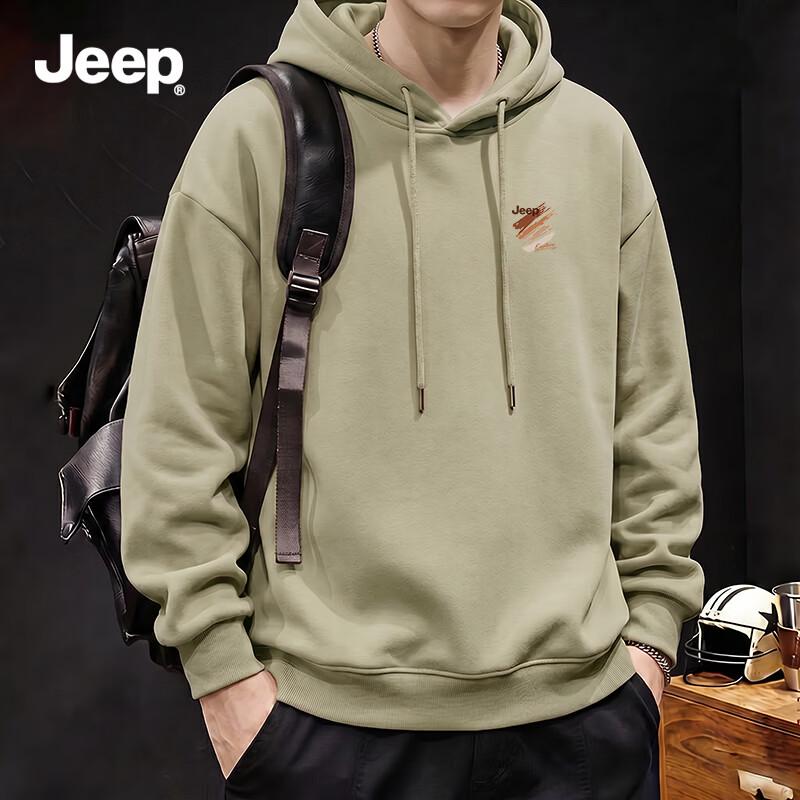 Jeep Мужская толстовка с капюшоном свободного кроя, тяжелая