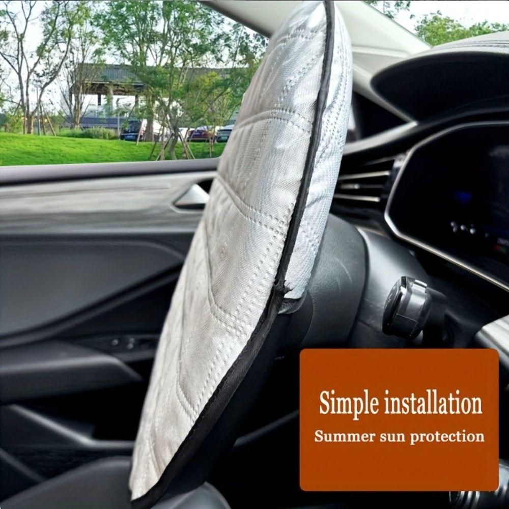 Heat-Resistant Car Steering Wheel Sunshade Cover Aluminum Foil Steering Wheel Cover Summer Use