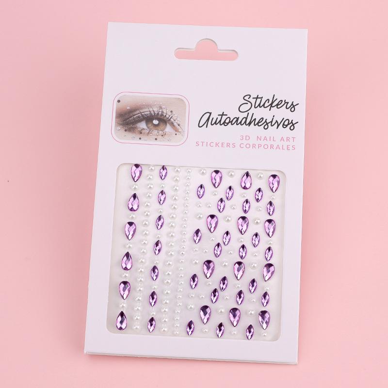 DIY Cross-Border Face, Eye, Brow, and Nail Decor Stickers with Pearls and Diamonds