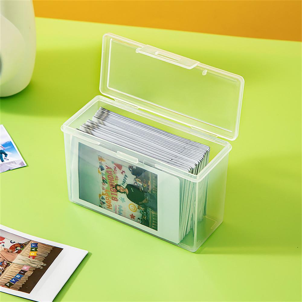 Photo Storage Box Rectangular Desktop Box Card Organizer Plastic Transparent Case For Photography Enthusiasts Desktop Postcard