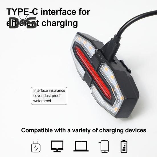 Задний фонарь для велосипеда, регулируемый светодиодный пульт дистанционного управления, для горного велосипеда, шоссейный, водонепроницаемый, перезаряжаемый, яркий, предупреждение для езды на велосипеде ночью