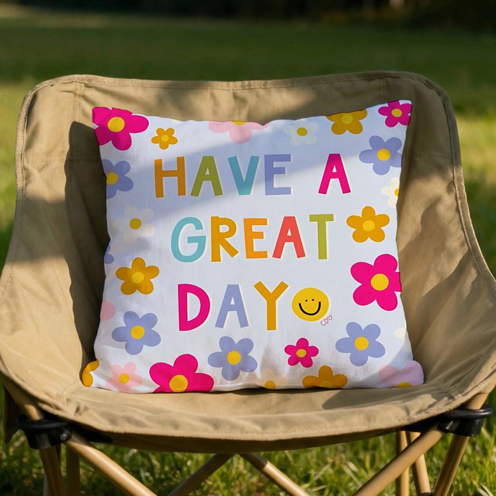 warm good day Cushion Cover Soft Reversible Durable Pillow Cover MultiScene Use for Home Car Daily Comfort