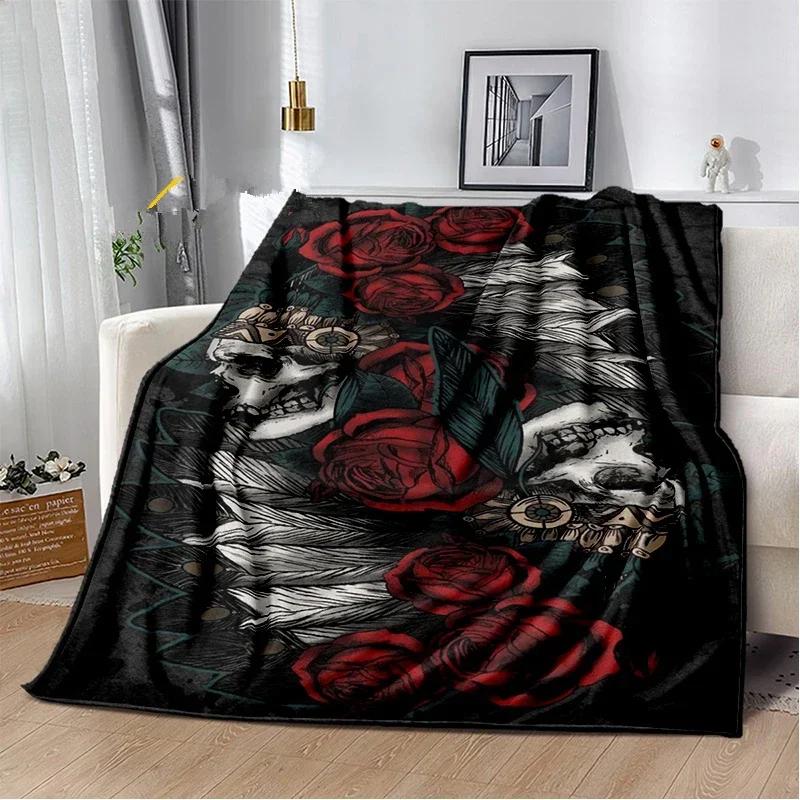 D Printed Skull Series Throw Blanket Perfect for Sofa Bed Travel or as a Birthday Gift for Kids