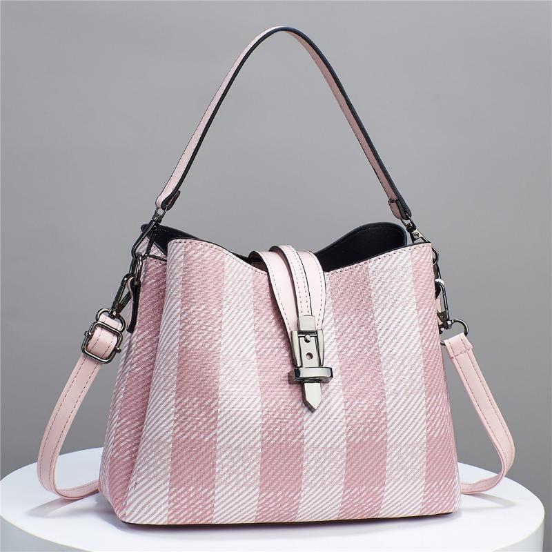 Женская модная клетчатая сумка-ведро на одно плечо, повседневная сумка через плечо