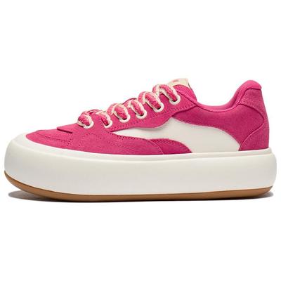 Кроссовки Li Ning Puff Platform Casual Lightweight Comfortable Non-Slip Wear-Sticked Low-Top для скейтбординга женские красные белые AZGU012-3