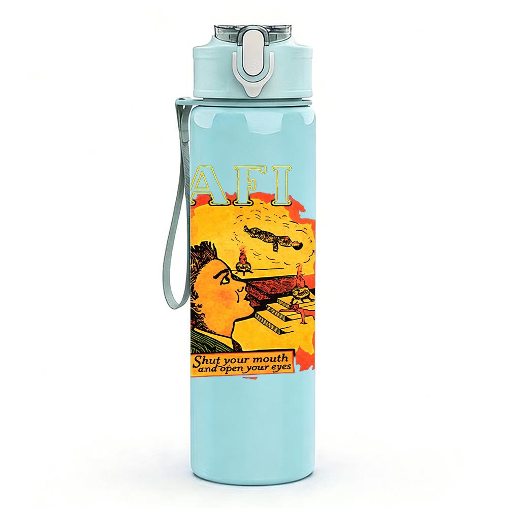 1PC Yellow Sun Mountain Retro Landscape Print 750ml Portable Sports Water Bottle Leakproof Gym Outdoor Travel Drink Cup