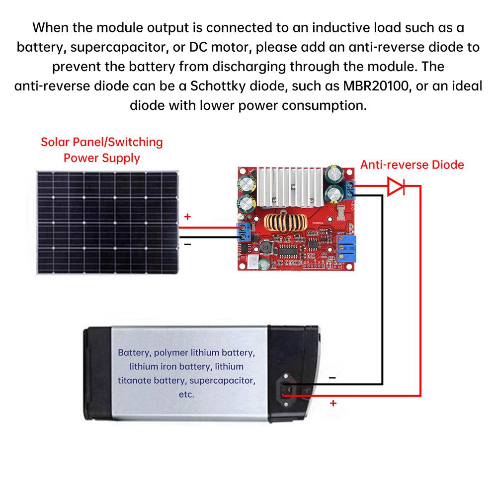 Модуль MPPT Boost Зарядки Солнечной Зарядки DC 6-50V 15A Регулируемый Блок Питания Постоянного Напряжения и Тока с Синхронным Выпрямителем
