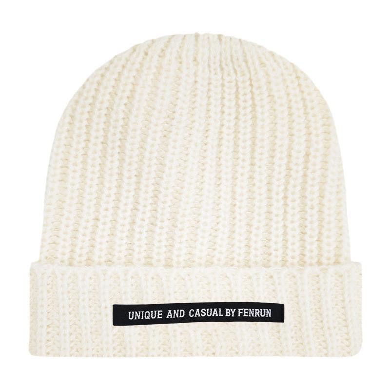 Casual Unique And By Fenrun Letter Print Knitted Hat Thick Striped Cap Warm