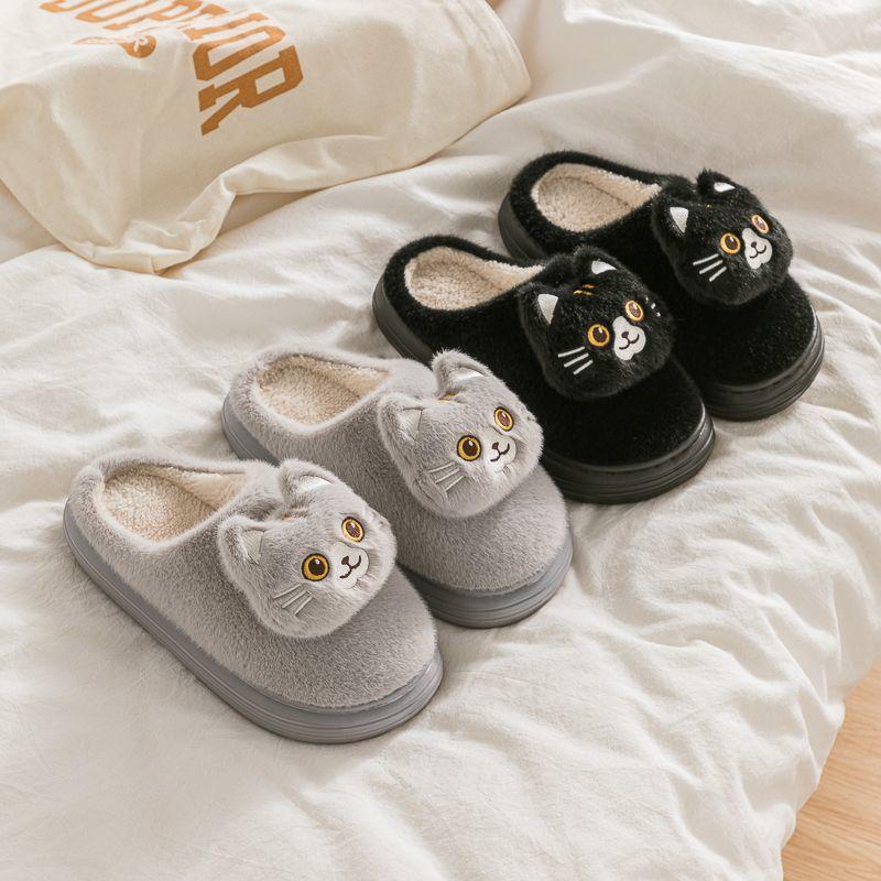 2024 зимние пушистые кошачьи тапочки для мужчин удобная домашняя обувь мужские белые кошачьи меховые мюли пушистые домашние кошачьи тапочки унисекс для спальни