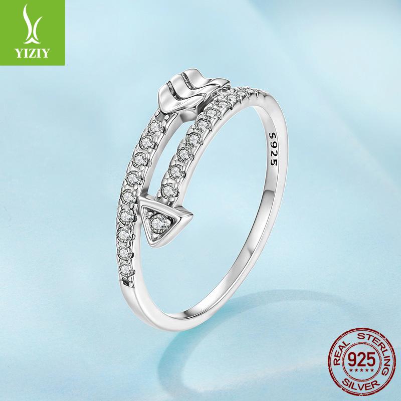 Кольцо со стрелой и полным цирконом, классический трансграничный дизайн, ювелирное изделие из стерлингового серебра S925.