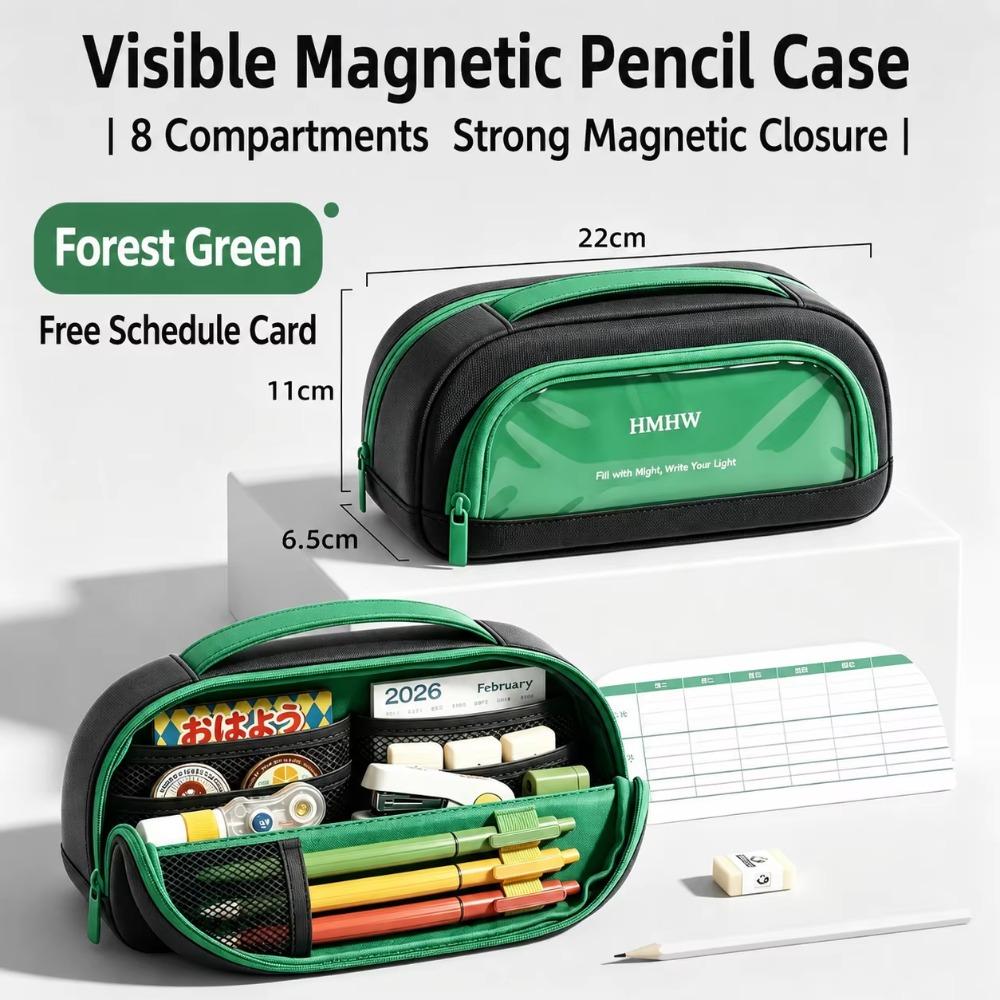 Standing Design Magnetic Pencil Bag Magnetic Closure Large Capacity Pencil Case For School