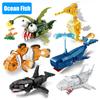 Moc Ocean Marine Animals Hippocampus Killer Whale Lantern Fish Model Set Building Blocks Diy Children Assemble Toy for Kid Gift
