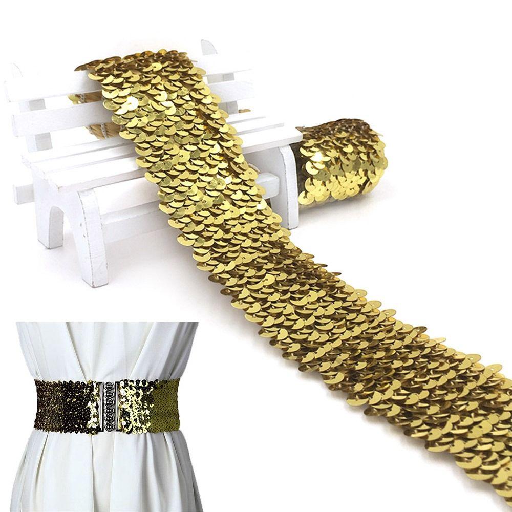 4.8cm/1M Stretch Hand Decorated Glitter Sewing Materials DIY Sequin Lace Ribbon Jewelry