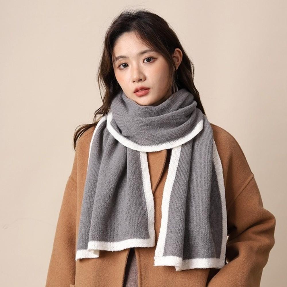 Thicken Knitted Scarfs Large Plush Neckerchief Simple Winter Scarf Women