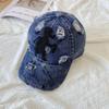 Cotton denim curved brim baseball cap spring and summer men's and women's big head circumference cap mountaineering outdoor driver hat