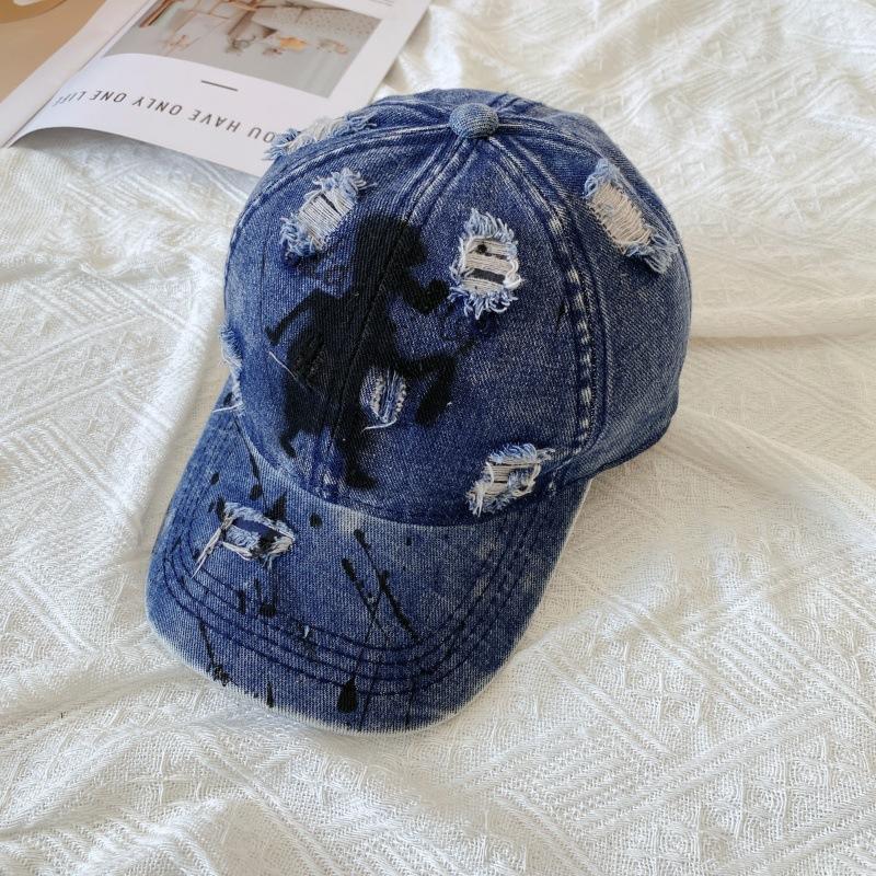 Cotton denim curved brim baseball cap spring and summer men's and women's big head circumference cap mountaineering outdoor driver hat