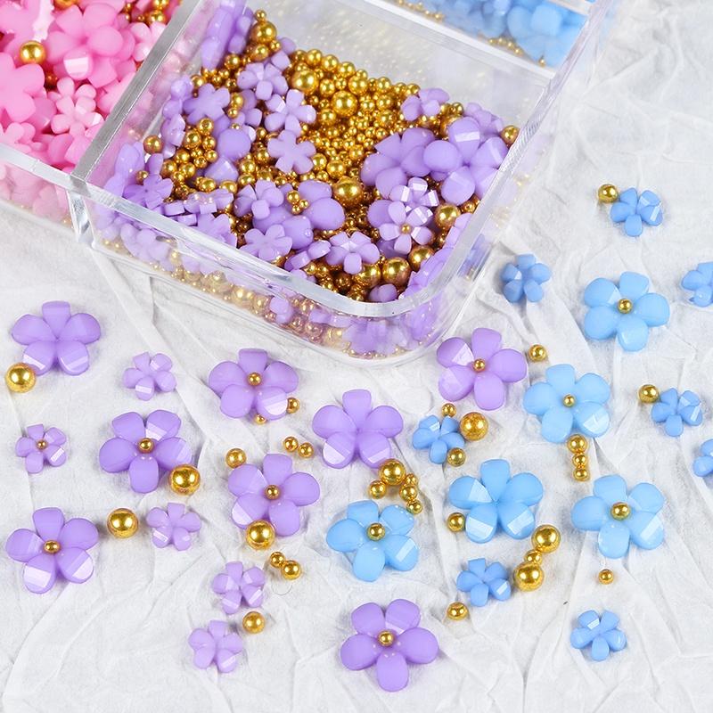 3D акриловые цветы для дизайна ногтей, подвески, стразы, белые смешанные камни, детали для драгоценных камней для профессионального украшения ногтей, аксессуары, принадлежности