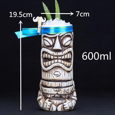 1 Piece 450ml Hawaii Tiki Mugs Cocktail Cup Beer Beverage Mug Wine Mug Ceramic Ku.Ku.Kauioo Mugs Barware