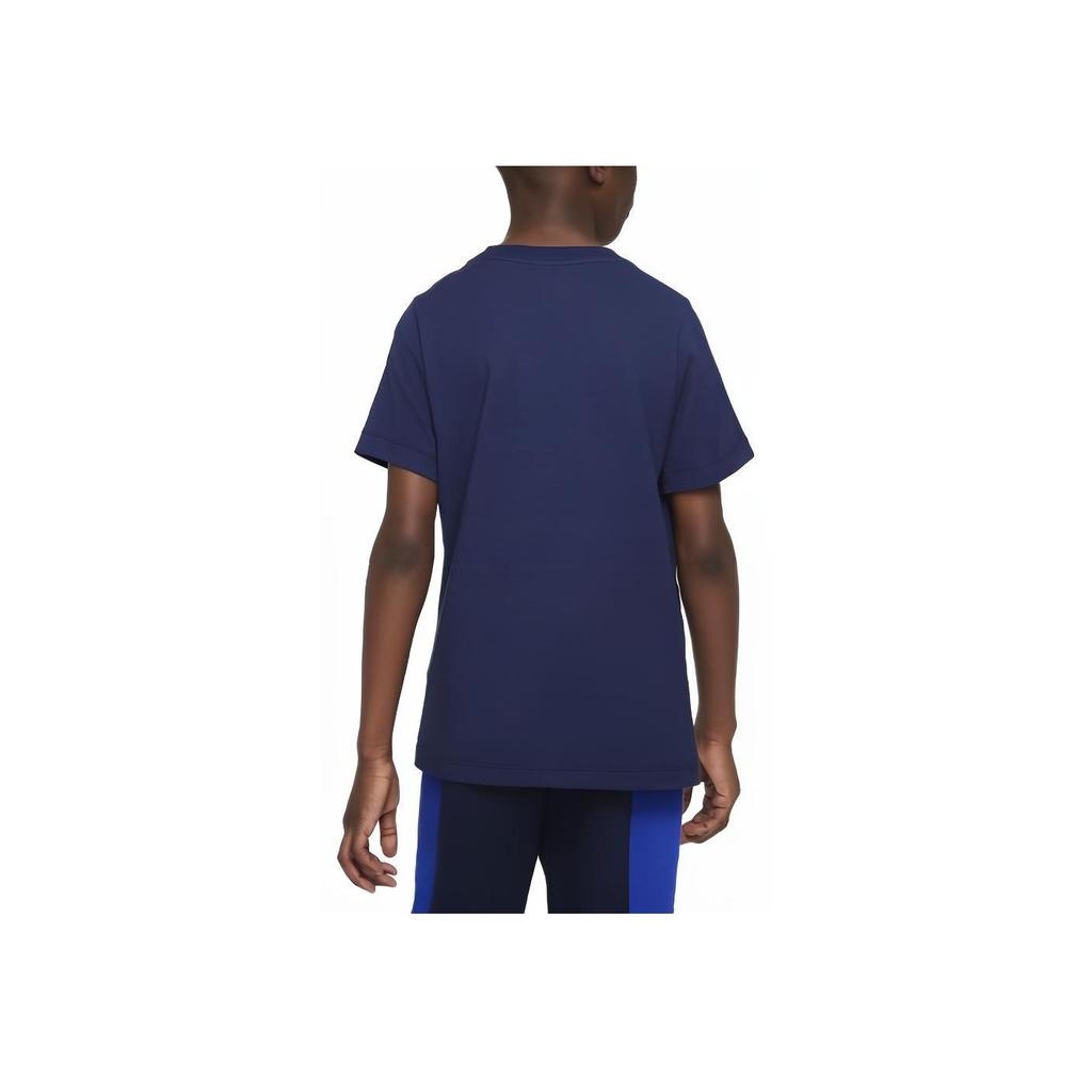 Nike Детская спортивная футболка с коротким рукавом и вышитым логотипом, детские топы, темно-синие AR5254-411