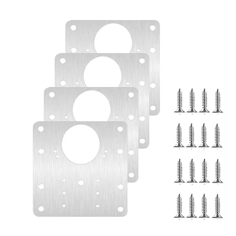 With Holes Flat Fixing Brace Brackets Cabinet Hinge Repair Plate Kit Kitchen Cupboard Door Hinge Mounting Plate Household Tools