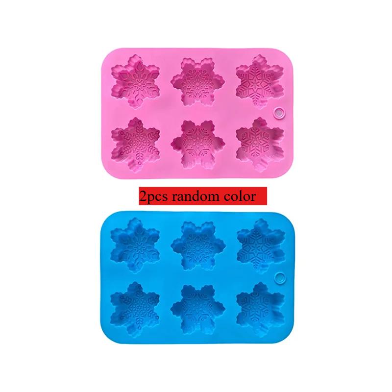 2pcs Creative Practical Random Color Snowflake Shape Silicone Mold Handmade Soap Mold Party Gift