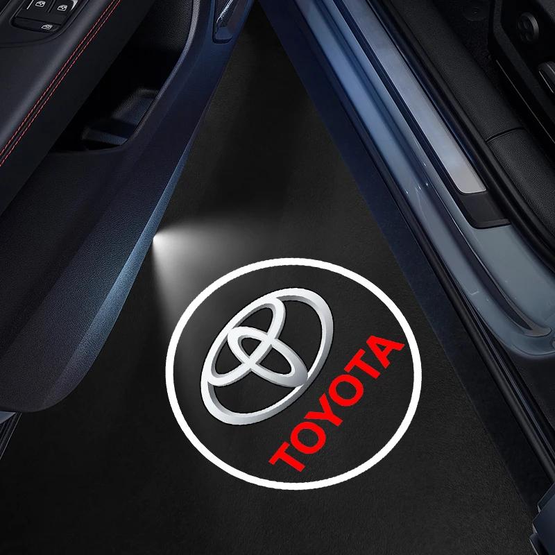 1/2 шт. Светодиодный проектор логотипа на дверь автомобиля, приветственный лазерный светильник, беспроводной, для Toyota Camry Hilux Prius Auris, Автоаксессуары