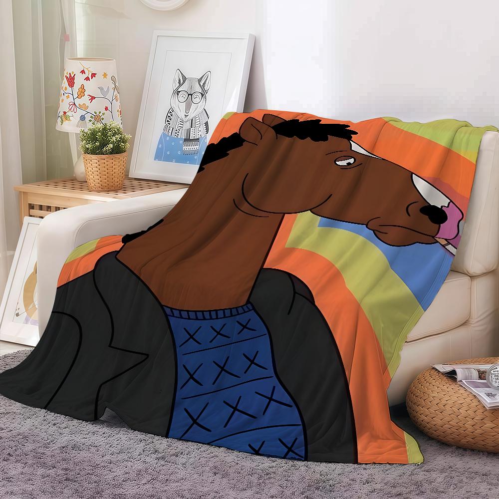 B-BoJack Мультфильм H-Лошадь Одеяло Теплое и Мягкое Подходит для Спальни Гостиной Дивана Кровати Офиса Путешествий Кемпинга