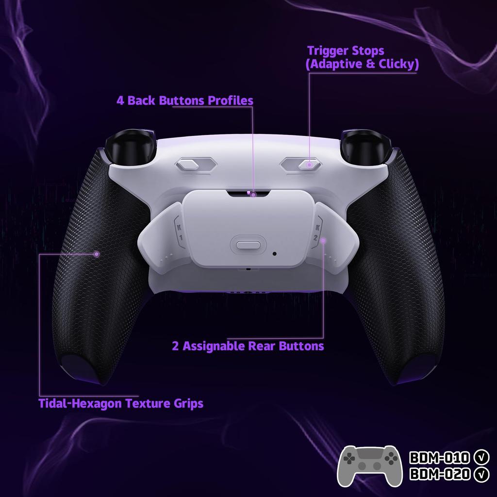 eXtremeRate RISE Plus MAX Back Paddle Kit for PS5 Controller with Clicky Trigger Stops Rubber Remappable Back Button Kit for PS5 Controllers