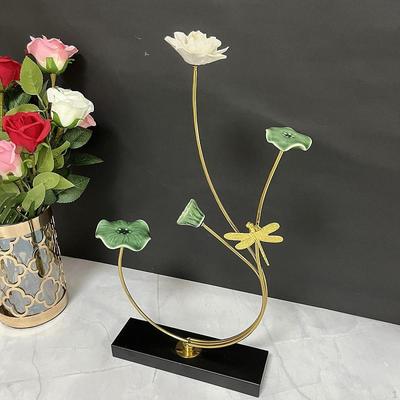 Цветочная скульптура, статуя лотоса, реалистичное украшение на день рождения, керамическая статуэтка для камина