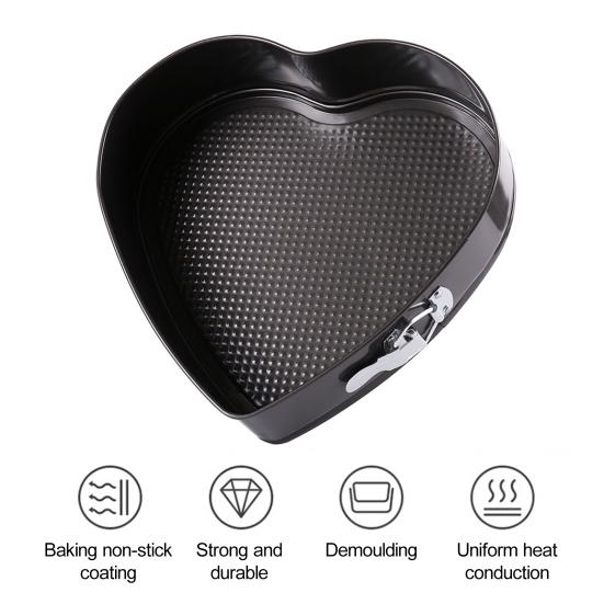 Пищевая сковорода пружинной формы в форме сердца, не содержащая BPA, термостойкая, многоразовая, безопасная для микроволновой печи, антипригарная форма для чизкейка