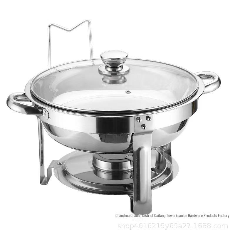 Stainless Steel Round Buffet Stove - Commercial Food Warmer & Chafing Dish Heater