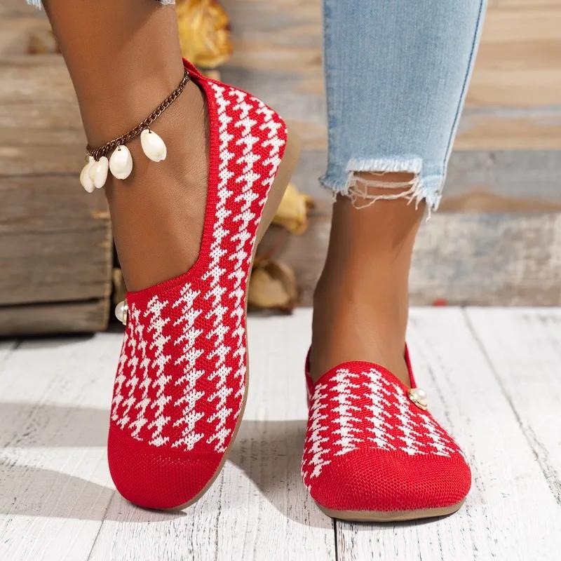 2024 New Fashion Color Matching Women's Shoes Shallow Slip-on Comfortable Mesh Breathable Women's Shoes Zapatos De Mujer