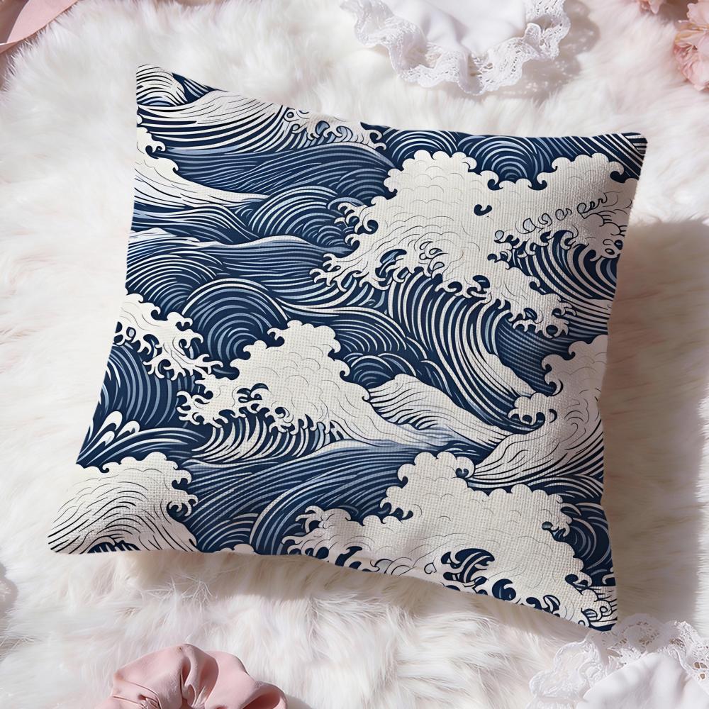 Wave pattern Cushion Cover Premium Comfort Reversible Pillow Cove Two in One Design for Any Room Car Interior