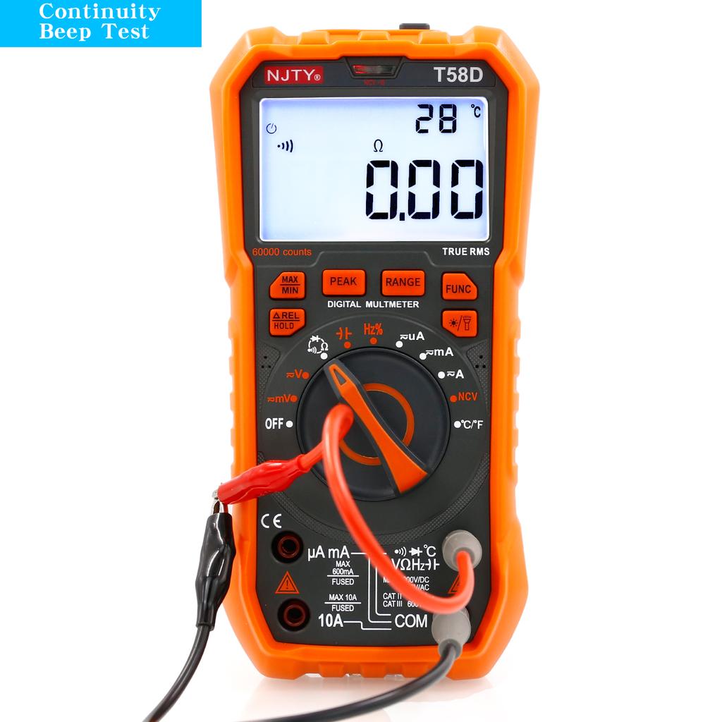NJTY T-58D High-Precision Digital Multimeter, 60000 Counts, Smart Anti-Burn, Home/Professional Universal Meter