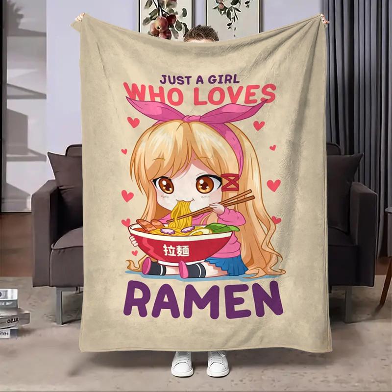 8 Sizes Anime Ramen Printed Blanket Warm Soft and Comfortable Home Travel Blanket Sofa Bedding Cover Blanket Kids Gamer Gift