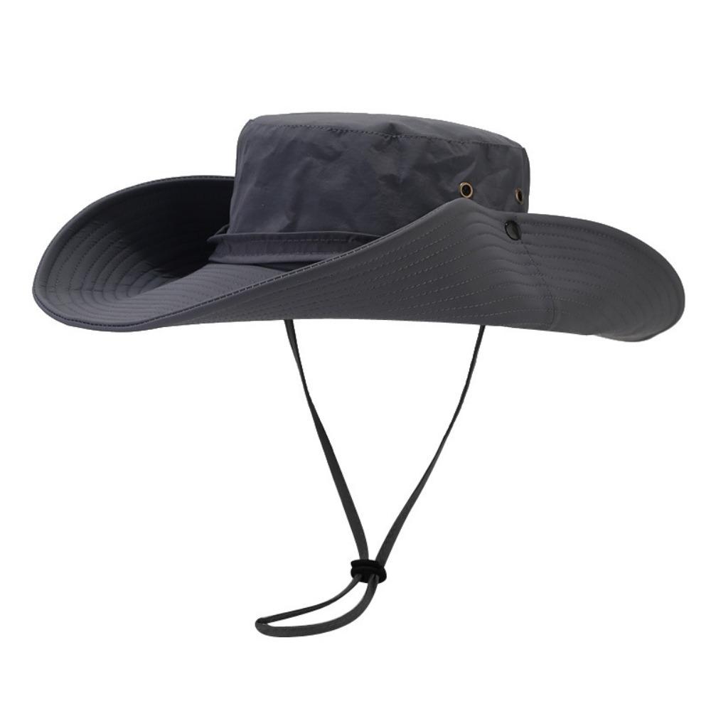 Big Brim Drawstring Sun Hat UV Protection Men Bucket Cap Fashion Hiking Fisherman Hat Camping