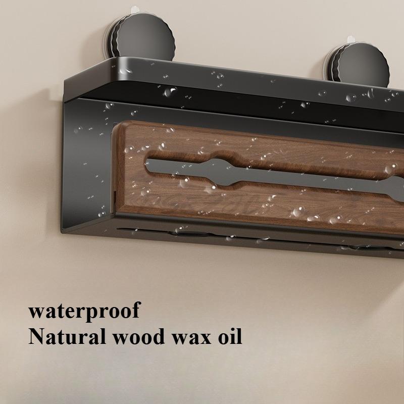 Walnut Suction Cup Tissue Holder for Bathroom Storage Mobile Phone Holder Solid Wood Tissue Box