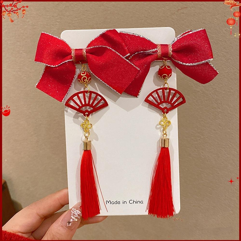 Plush Children Red Bow Hairpin Cat Ears Hanfu Hair Sticks All-match Ancient Style Hairpin Girls