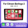 9" Android 14 Для Citroen Berlingo 2 B9 2008 - 2019 Автомагнитола Мультимедийный Видеоплеер Навигация GPS Головное устройство Не 2din 2 din
