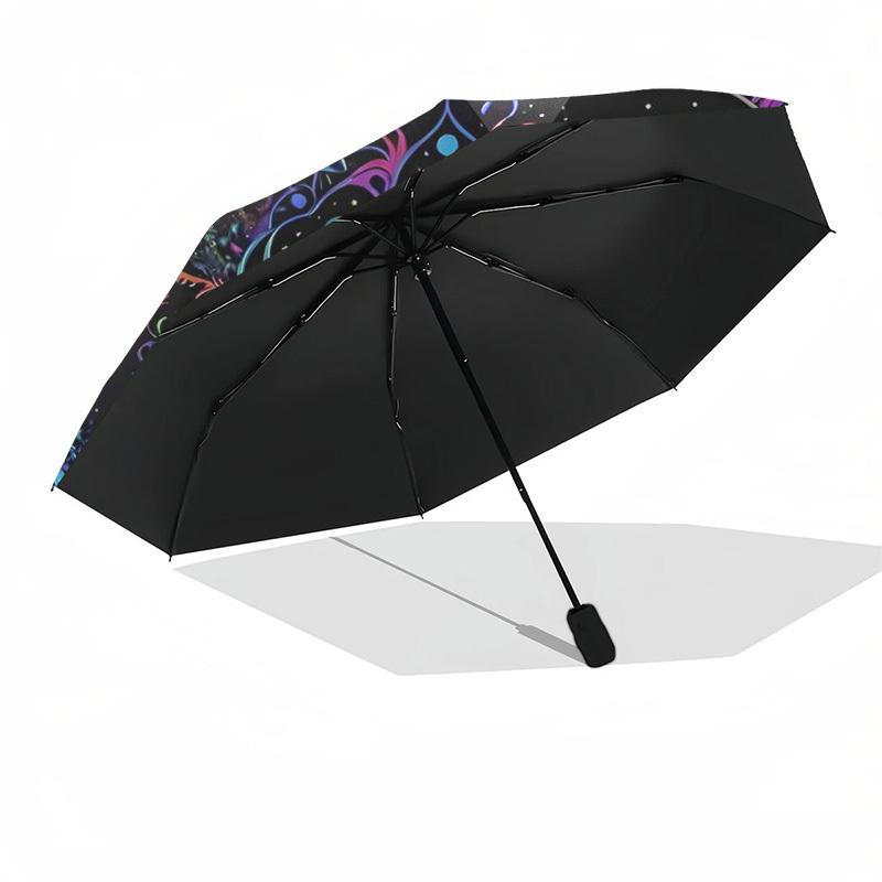 1pc Psychedelic Mandala Art Automatic Folding Umbrella - Compact 8-Rib Design,Perfect Gift for Friends & Family yy250926020