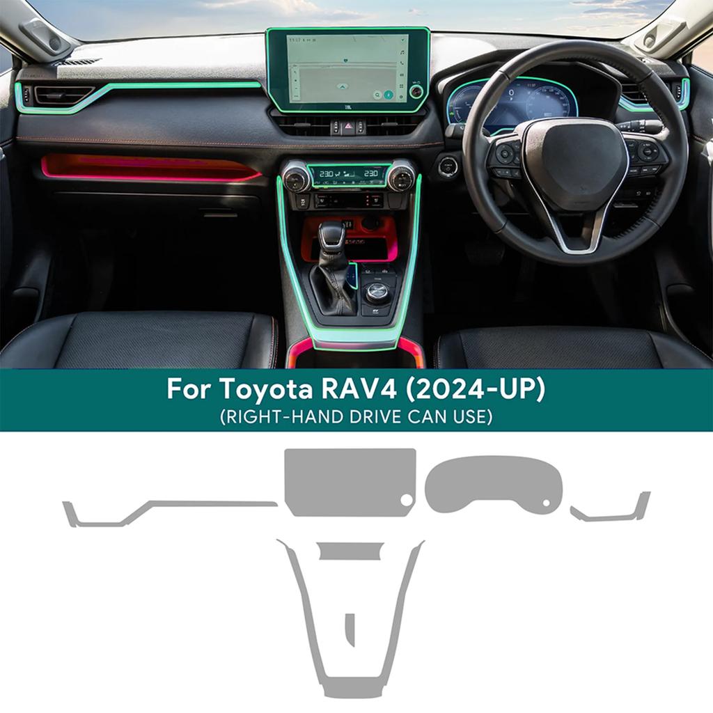 Защитная пленка из ТПУ для TOYOTA RAV4 2024 2025, прозрачная, антицарапающая, самовосстанавливающаяся, для центральной консоли интерьера автомобиля, аксессуары для автомобиля