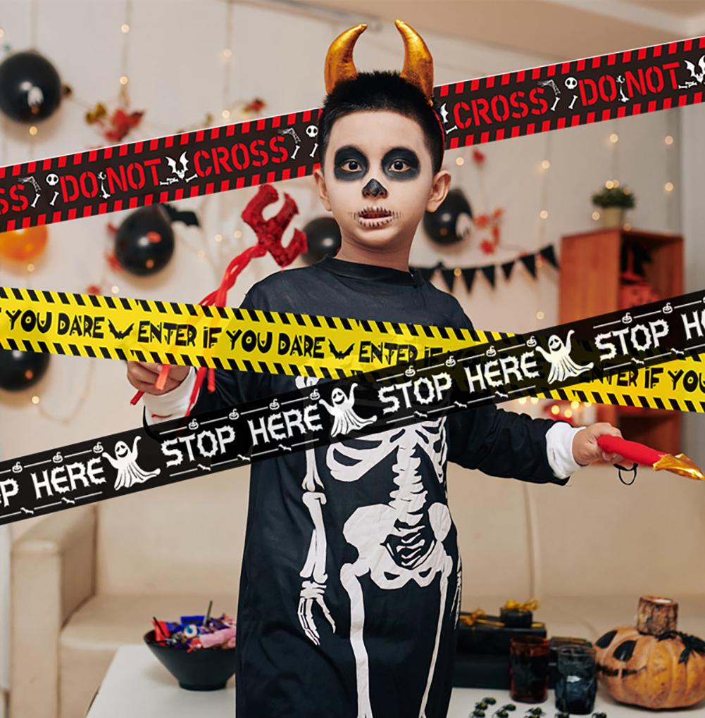 Halloween Warning Tape Caution Barrier Festival Warning Streamer Spooky Party Haunted House Outdoor Porch Yard Halloween Decoration Supplies